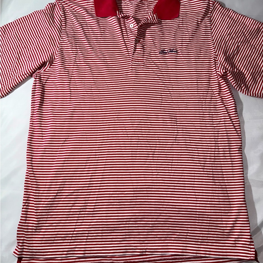 Striped Red Polo Golf Shirt Sea Island